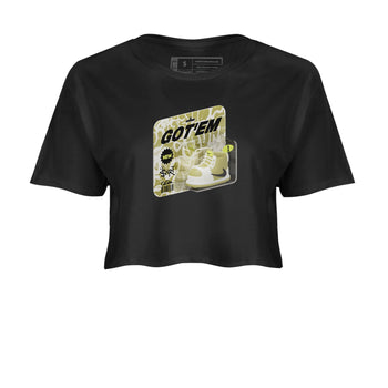 Air Jordan 1 Travis Scott Golf Olive shirt to match jordans Vintage Toy Packaging sneaker tees AJ1 Travis Scott Golf Olive SNRT Sneaker Release Tees Black 2 Crop T-Shirt