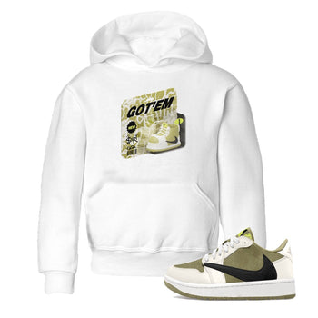 Air Jordan 1 Travis Scott Golf Olive shirt to match jordans Vintage Toy Packaging sneaker tees AJ1 Travis Scott Golf Olive SNRT Sneaker Release Tees Baby Toddler White 1 T-Shirt