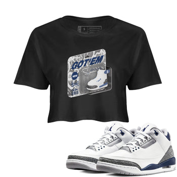 3s Midnight Navy 2023 shirt to match jordans Vintage Toy Packaging sneaker tees Air Jordan 3 Midnight Navy 2023 SNRT Sneaker Release Tees Black 1 crop length shirt