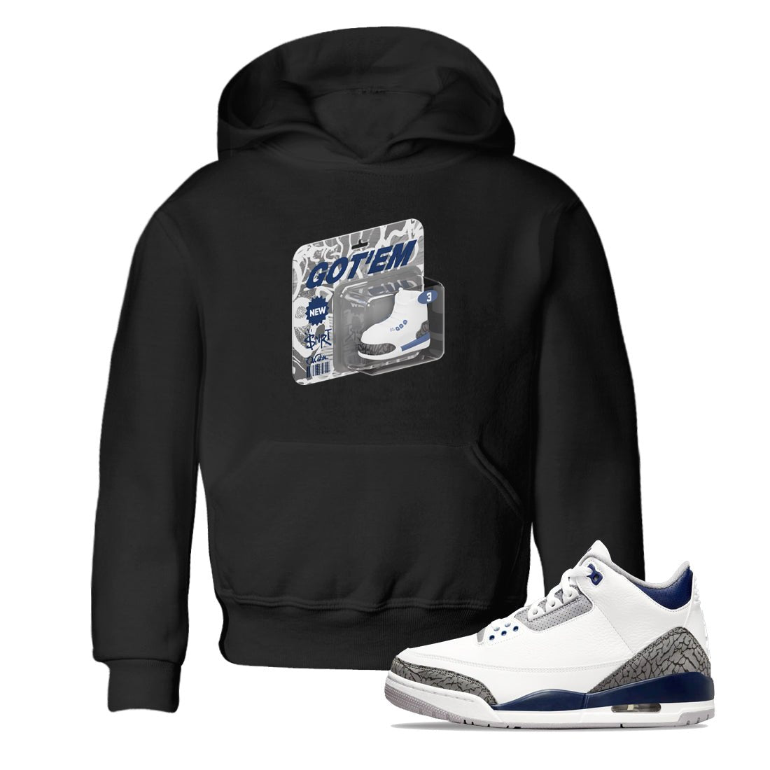 3s Midnight Navy 2023 shirt to match jordans Vintage Toy Packaging sneaker tees Air Jordan 3 Midnight Navy 2023 SNRT sneaker release tees baby toddler Black 1 cotton Shirt