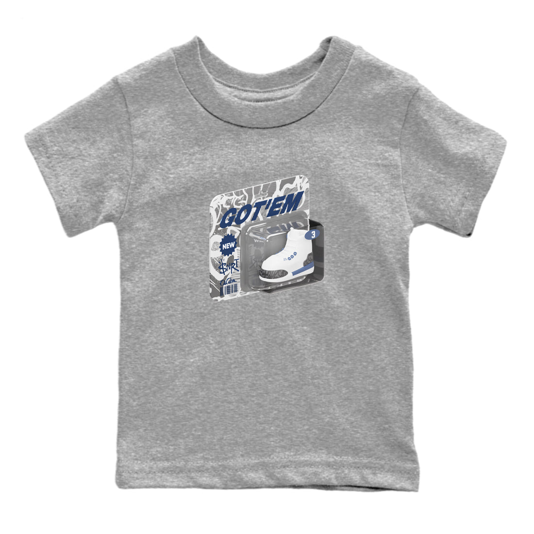 3s Midnight Navy 2023 shirt to match jordans Vintage Toy Packaging sneaker tees Air Jordan 3 Midnight Navy 2023 SNRT sneaker release tees baby toddler Heather Grey 2 cotton Shirt