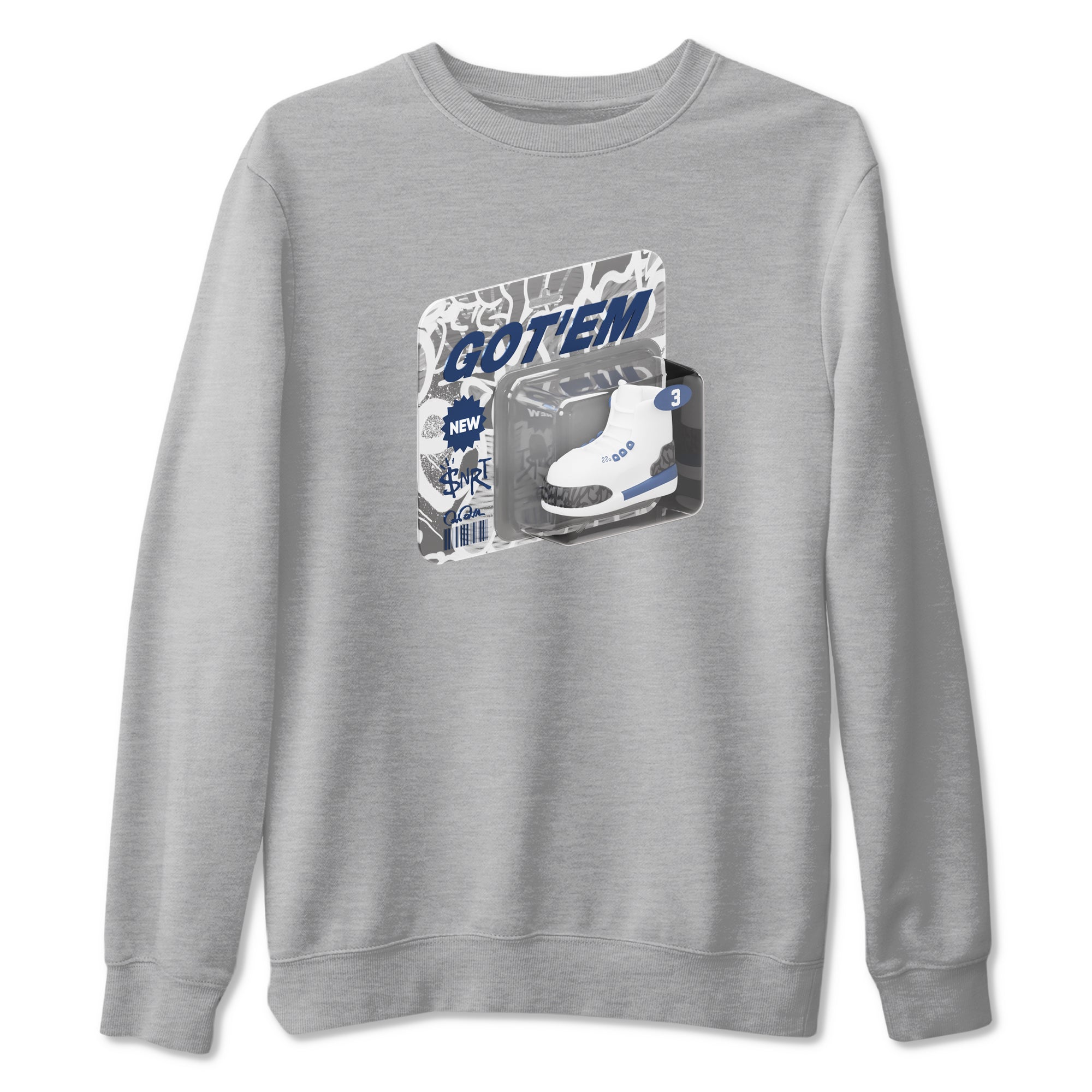 3s Midnight Navy 2023 shirt to match jordans Vintage Toy Packaging sneaker tees Air Jordan 3 Midnight Navy 2023 SNRT Sneaker Release Tees unisex cotton Heather Grey 2 crew neck shirt