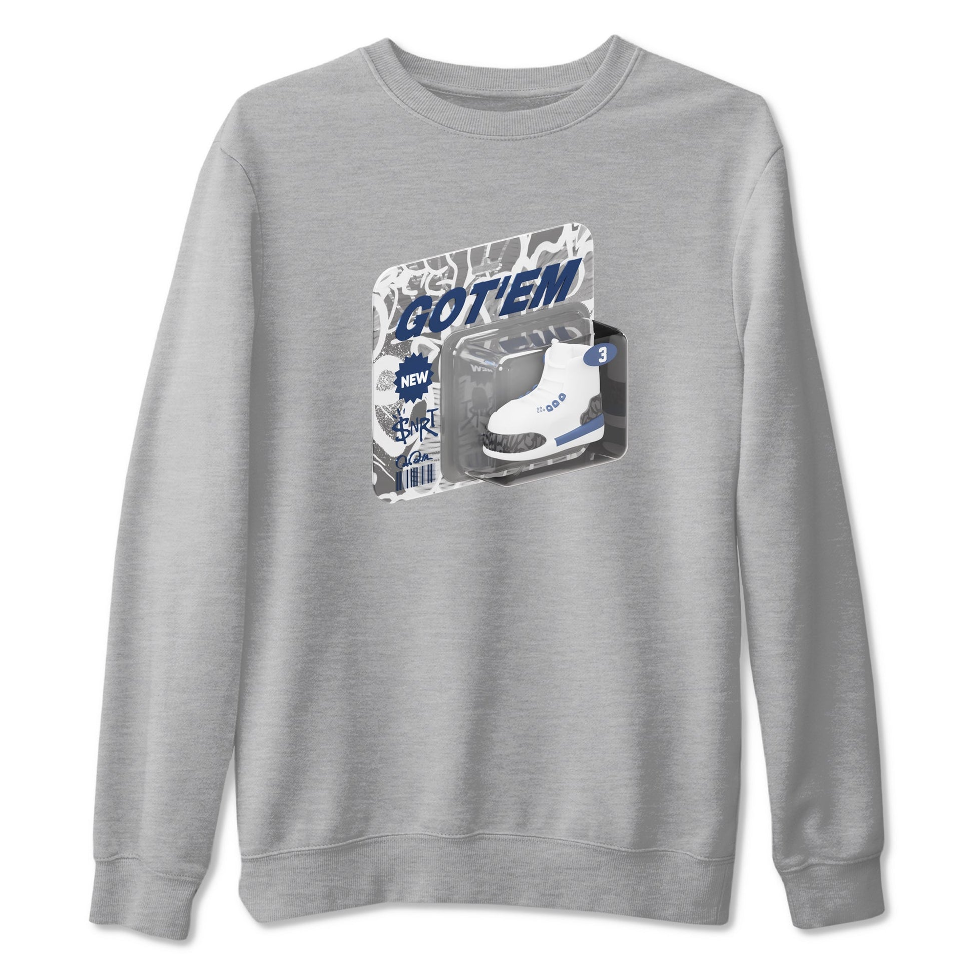 3s Midnight Navy 2023 shirt to match jordans Vintage Toy Packaging sneaker tees Air Jordan 3 Midnight Navy 2023 SNRT Sneaker Release Tees unisex cotton Heather Grey 2 crew neck shirt