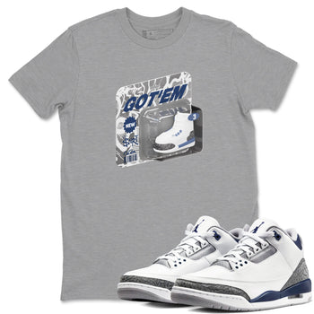 3s Midnight Navy 2023 shirt to match jordans Vintage Toy Packaging sneaker tees Air Jordan 3 Midnight Navy 2023 SNRT Sneaker Release Tees unisex cotton Heather Grey 1 crew neck shirt
