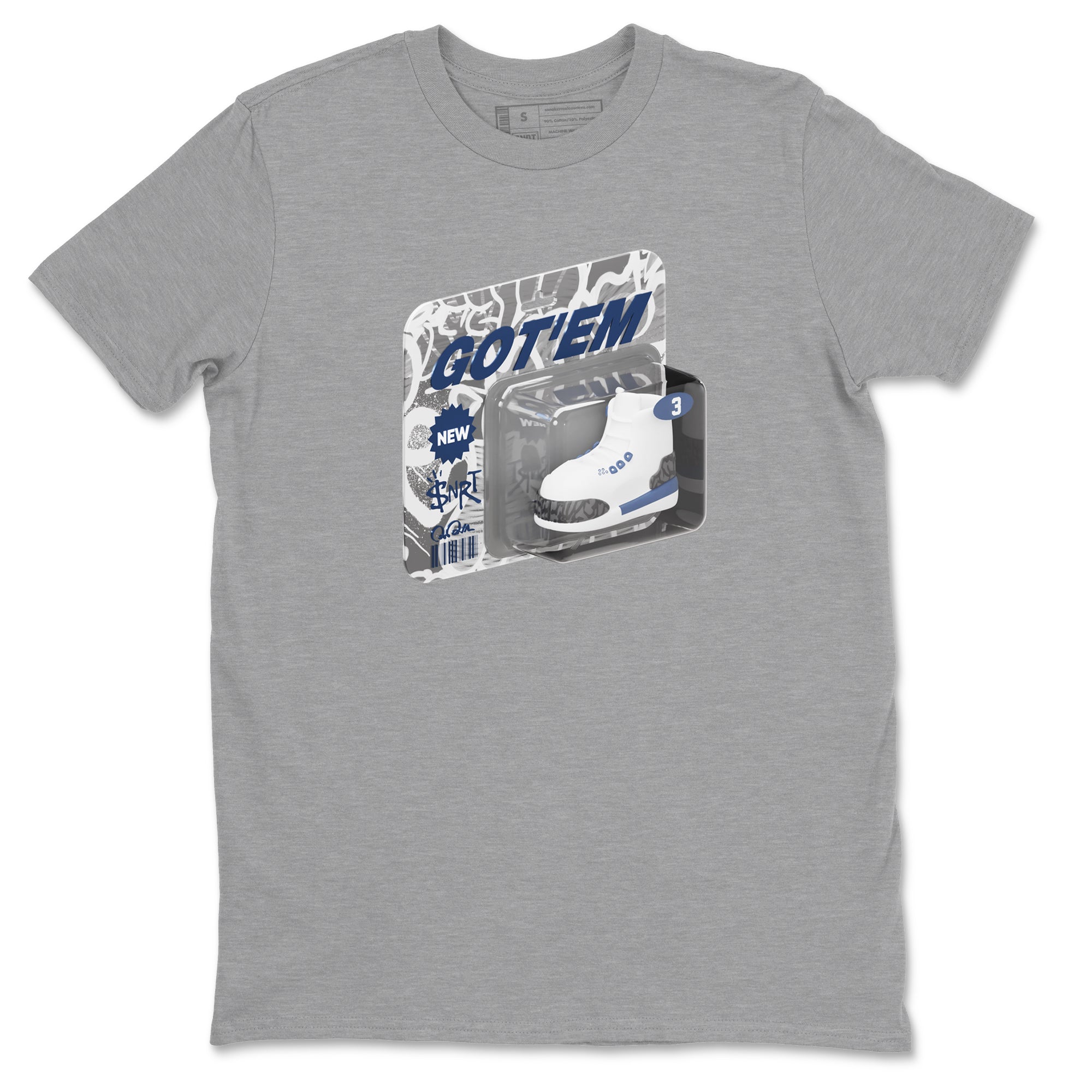 3s Midnight Navy 2023 shirt to match jordans Vintage Toy Packaging sneaker tees Air Jordan 3 Midnight Navy 2023 SNRT Sneaker Release Tees unisex cotton Heather Grey 2 crew neck shirt