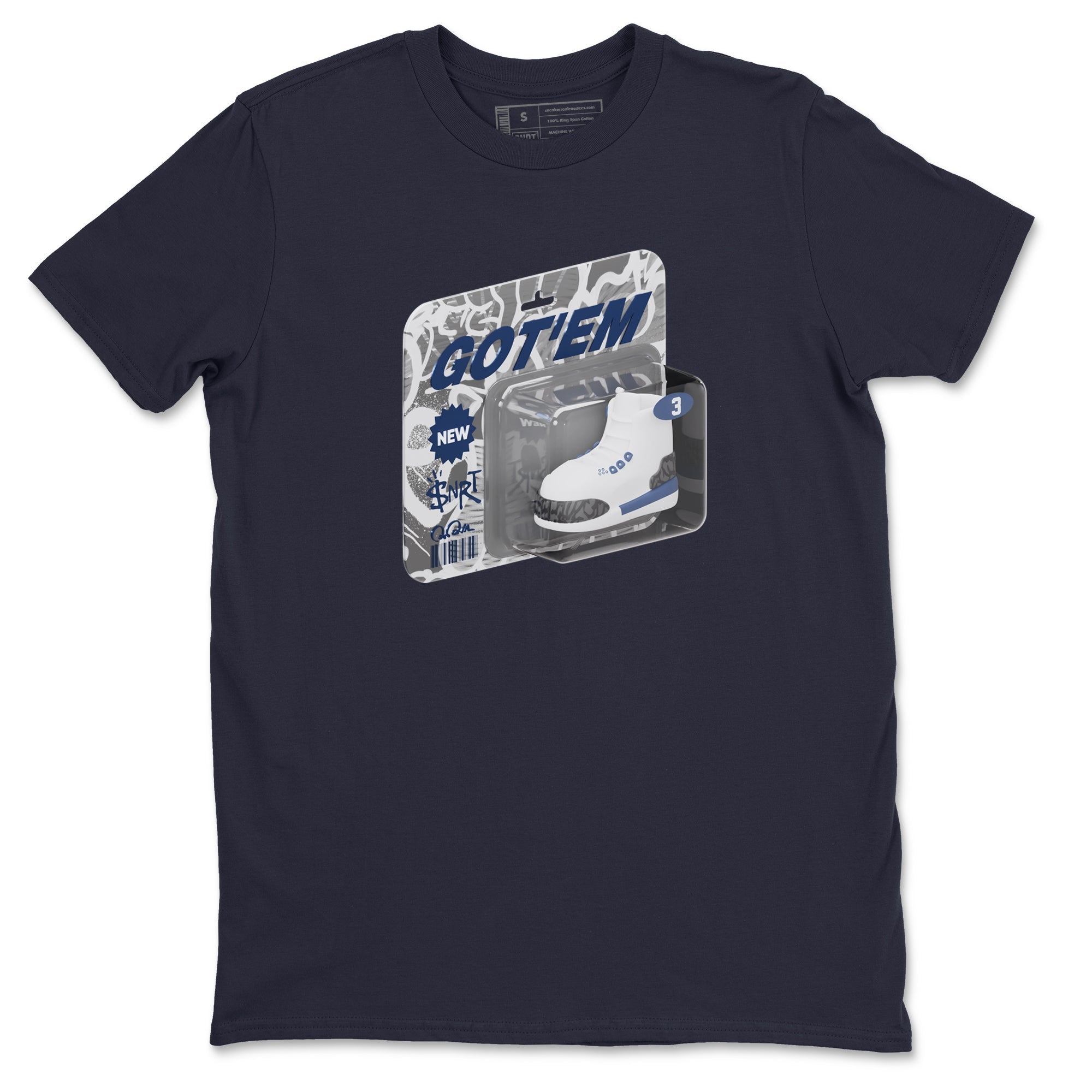 3s Midnight Navy 2023 shirt to match jordans Vintage Toy Packaging sneaker tees Air Jordan 3 Midnight Navy 2023 SNRT Sneaker Release Tees unisex cotton Navy 2 crew neck shirt