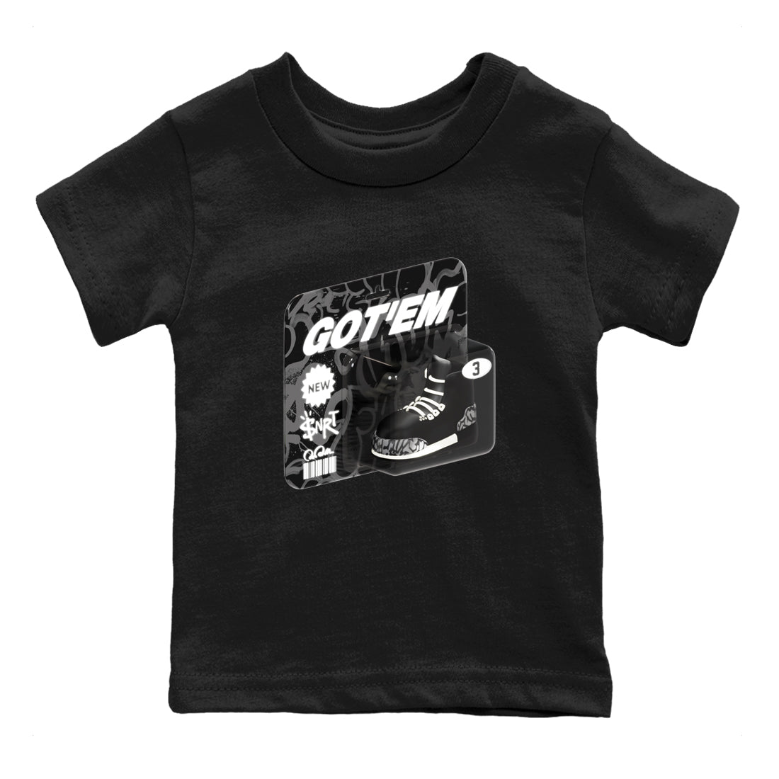 Air Jordan 3 Off Noir shirt to match jordans Vintage Toy Packaging sneaker tees AJ3 Off Noir SNRT Sneaker Release Tees Baby Toddler Black 2 T-Shirt