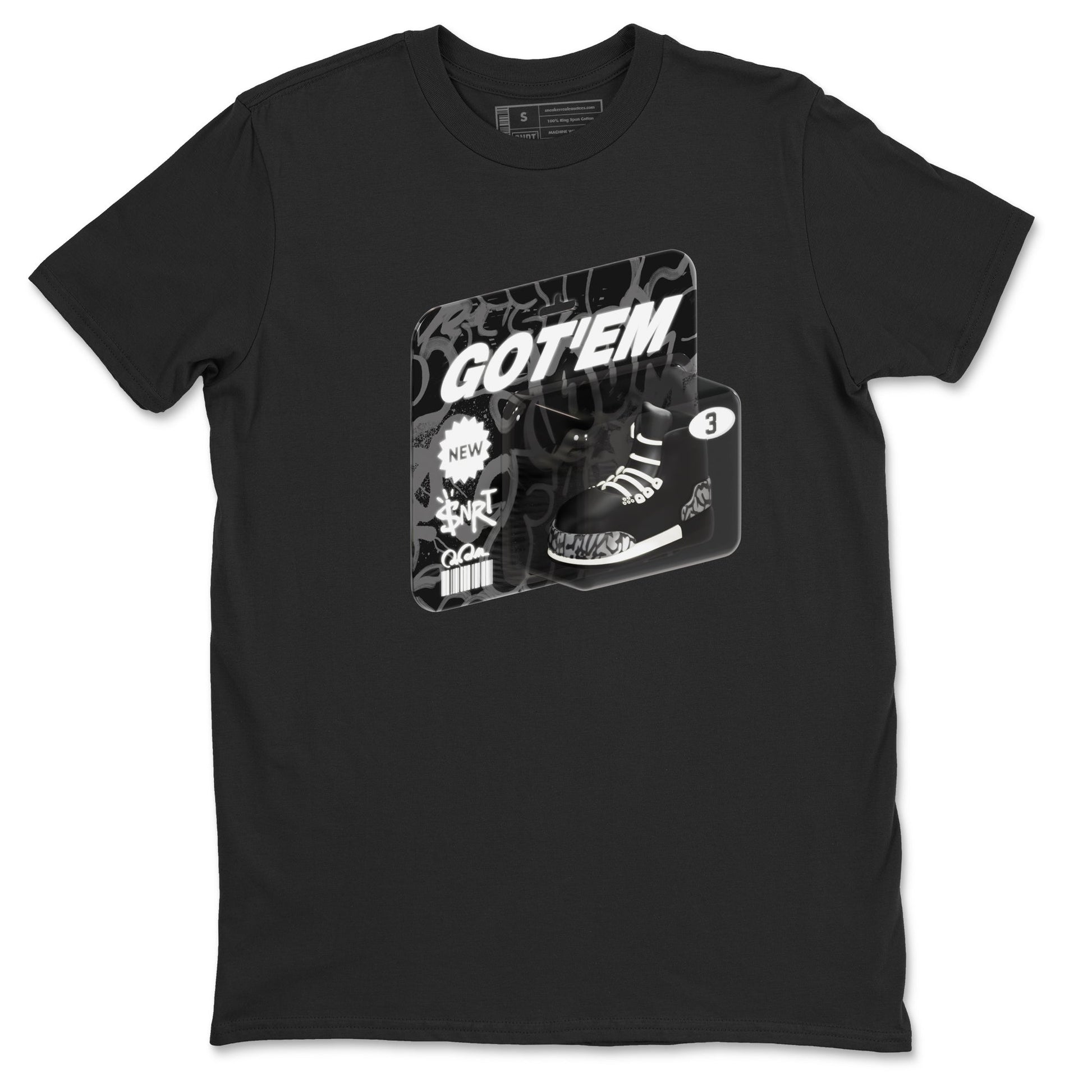 Air Jordan 3 Off Noir shirt to match jordans Vintage Toy Packaging sneaker tees AJ3 Off Noir SNRT Sneaker Release Tees Unisex Black 2 T-Shirt