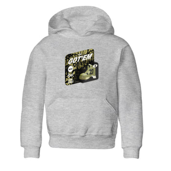 Air Jordan 4 Medium Olive shirt to match jordans Vintage Toy Packaging sneaker tees AJ4 Medium Olive SNRT Sneaker Release Tees Baby Toddler Heather Grey 2 T-Shirt