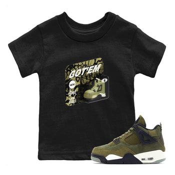 Air Jordan 4 Medium Olive shirt to match jordans Vintage Toy Packaging sneaker tees AJ4 Medium Olive SNRT Sneaker Release Tees Baby Toddler Black 1 T-Shirt