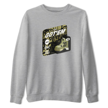 Air Jordan 4 Medium Olive shirt to match jordans Vintage Toy Packaging sneaker tees AJ4 Medium Olive SNRT Sneaker Release Tees Unisex Heather Grey 2 T-Shirt