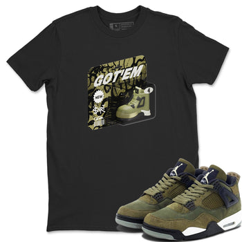 Air Jordan 4 Medium Olive shirt to match jordans Vintage Toy Packaging sneaker tees AJ4 Medium Olive SNRT Sneaker Release Tees Unisex Black 1 T-Shirt