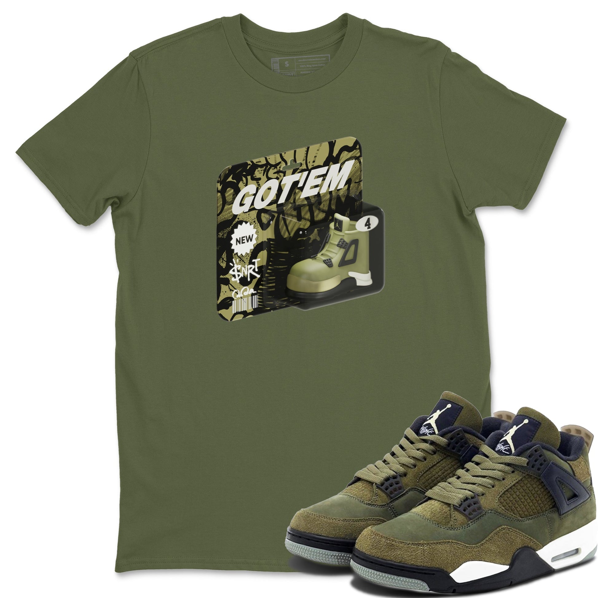 Air Jordan 4 Medium Olive shirt to match jordans Vintage Toy Packaging sneaker tees AJ4 Medium Olive SNRT Sneaker Release Tees Unisex Military Green 1 T-Shirt