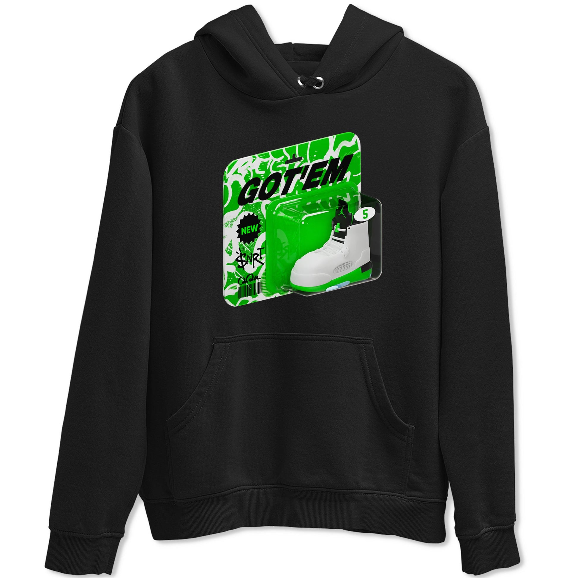 5s Lucky Green shirt to match jordans Vintage Toy Packaging sneaker tees Air Jordan 5 Lucky Green SNRT Sneaker Release Tees Unisex Black 2 T-Shirt