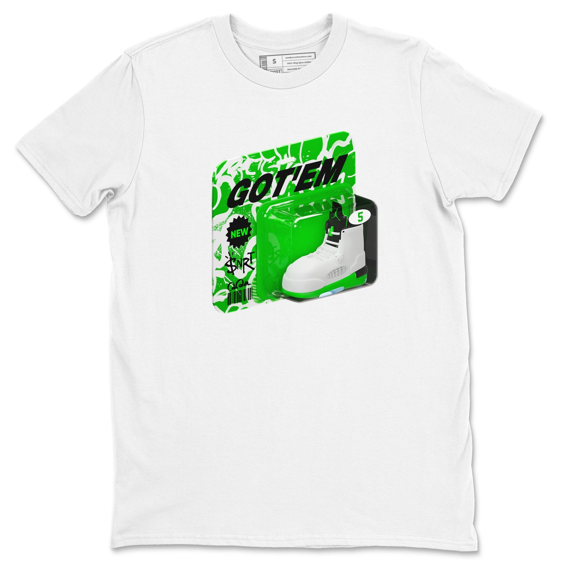 5s Lucky Green shirt to match jordans Vintage Toy Packaging sneaker tees Air Jordan 5 Lucky Green SNRT Sneaker Release Tees Unisex White 2 T-Shirt