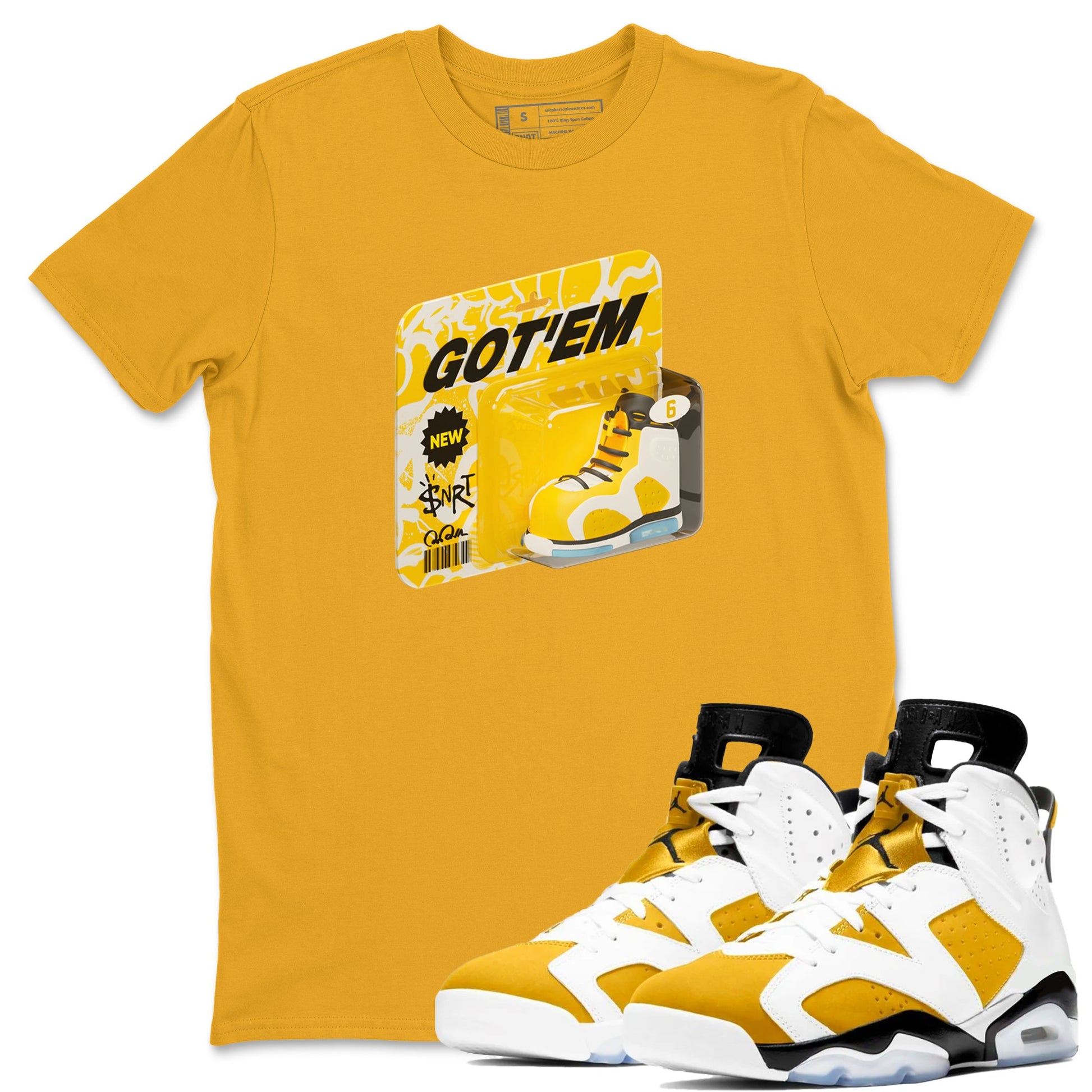 Air Jordan 6 Yellow Ochre shirt to match jordans Vintage Toy Packaging sneaker tees AJ6 Yellow Ochre SNRT Sneaker Release Tees Unisex Gold 1 T-Shirt