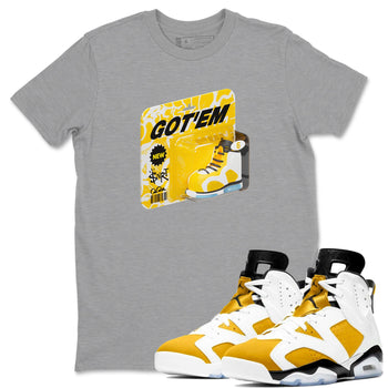 Air Jordan 6 Yellow Ochre shirt to match jordans Vintage Toy Packaging sneaker tees AJ6 Yellow Ochre SNRT Sneaker Release Tees Unisex Heather Grey 1 T-Shirt