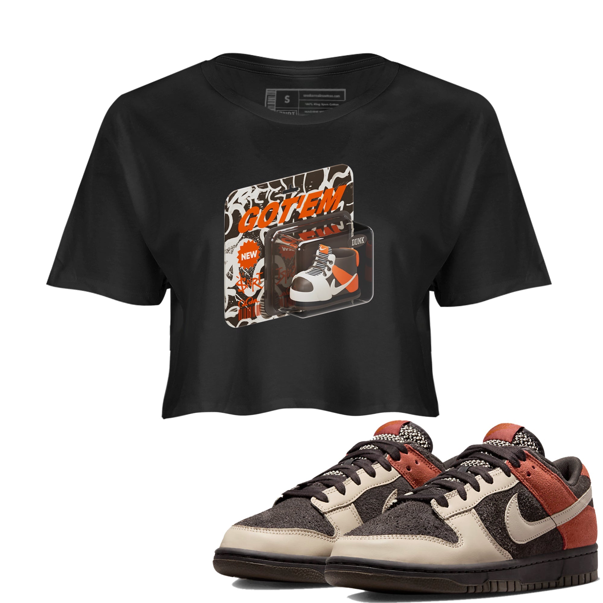 Dunk Red Panda shirt to match jordans Vintage Toy Packaging sneaker tees Nike Dunk LowRed Panda SNRT Sneaker Release Tees Black 1 Crop T-Shirt