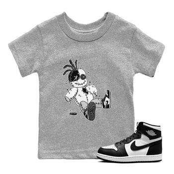 Jordan 1 Black White unique Halloween sneaker tee Voodoo Doll Sneaker Tees Jordan 1 Black White Sneaker Release Tees Kids Shirts