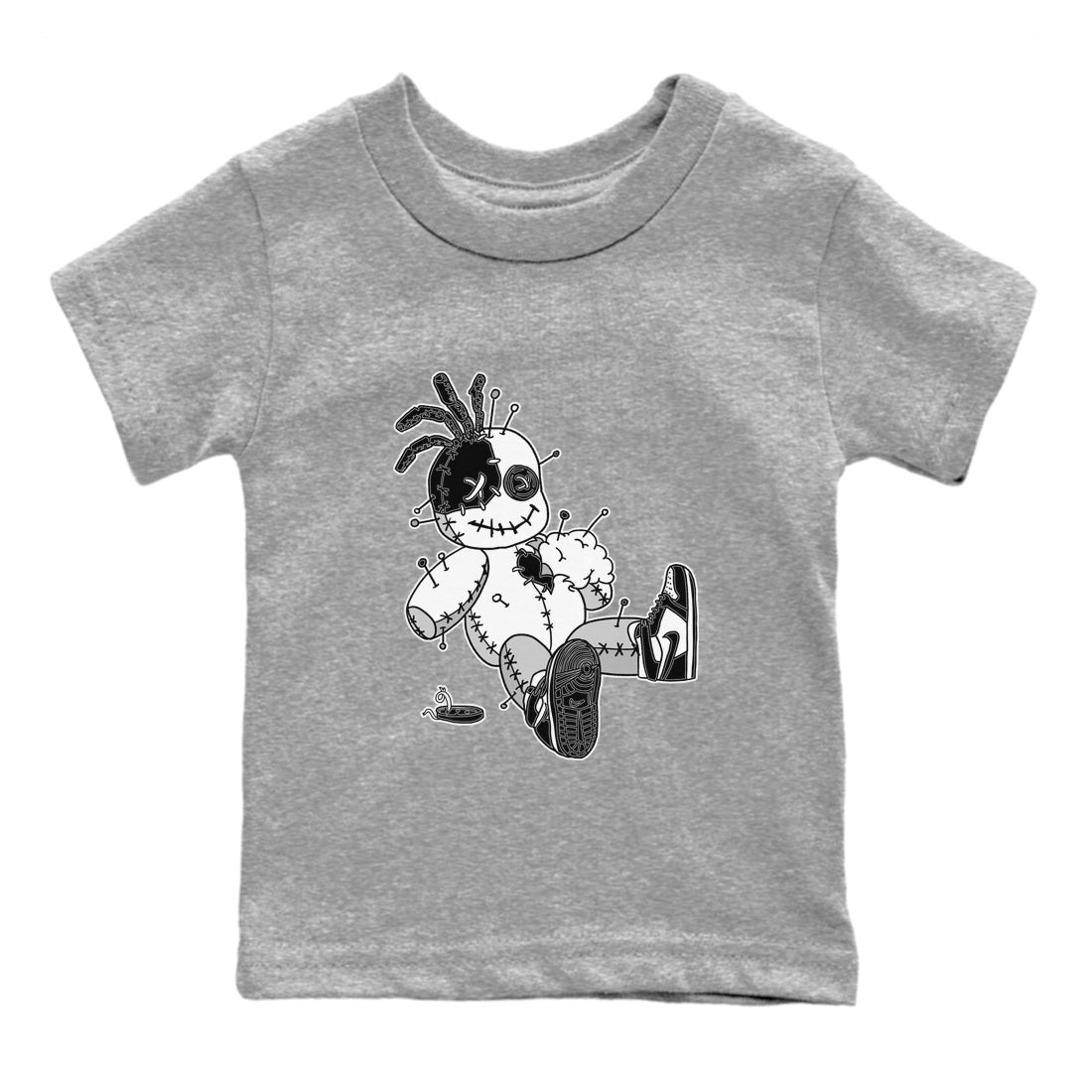 Jordan 1 Black White unique Halloween sneaker tee Voodoo Doll Sneaker Tees Jordan 1 Black White Sneaker Release Tees Kids Shirts