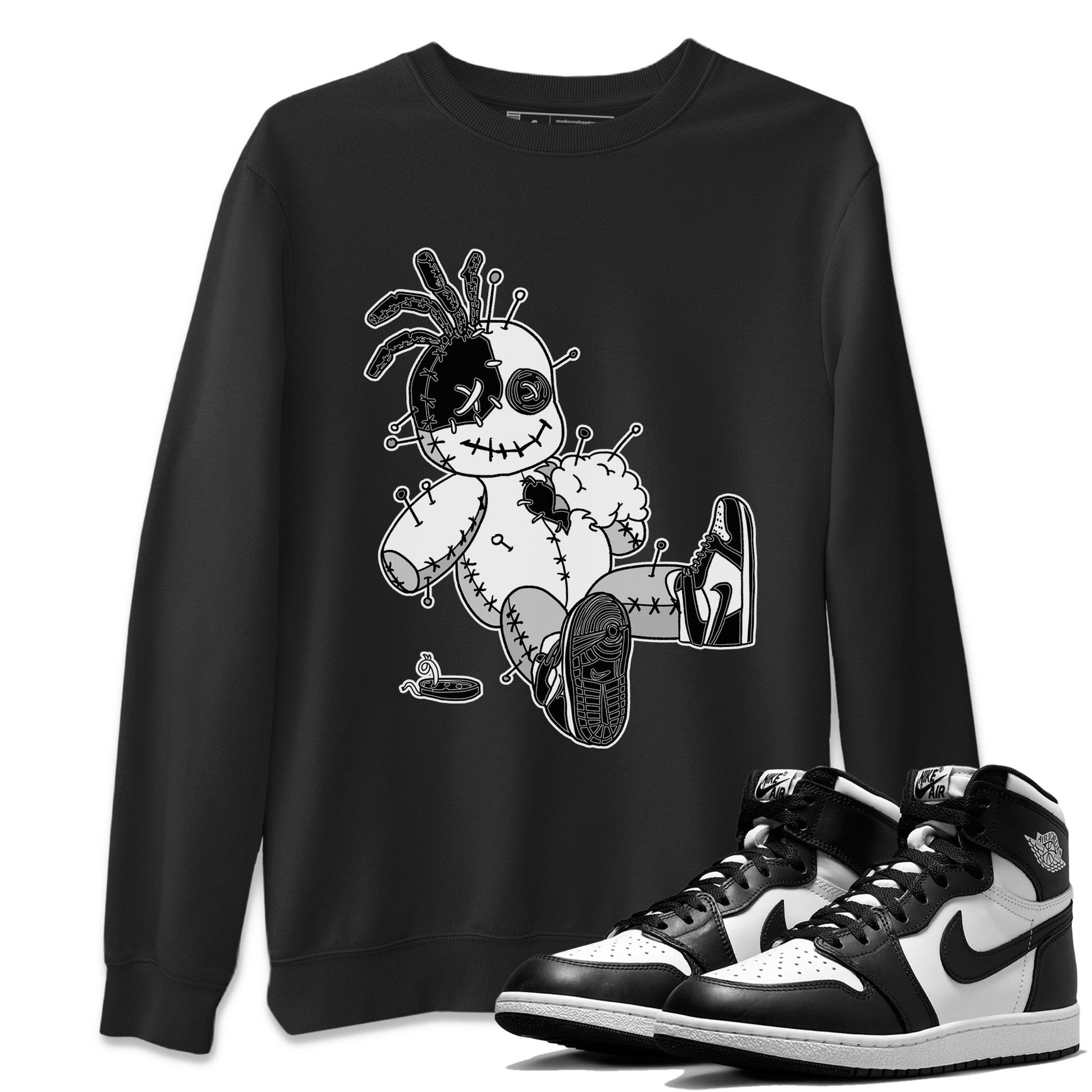 Jordan 1 Black White Sneaker Match Tees Voodoo Doll Sneaker Tees Jordan 1 Black White Sneaker Release Tees Unisex Shirts