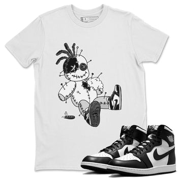 Jordan 1 Black White unique Halloween sneaker tee Voodoo Doll Sneaker Tees Jordan 1 Black White Sneaker Release Tees Unisex Shirts