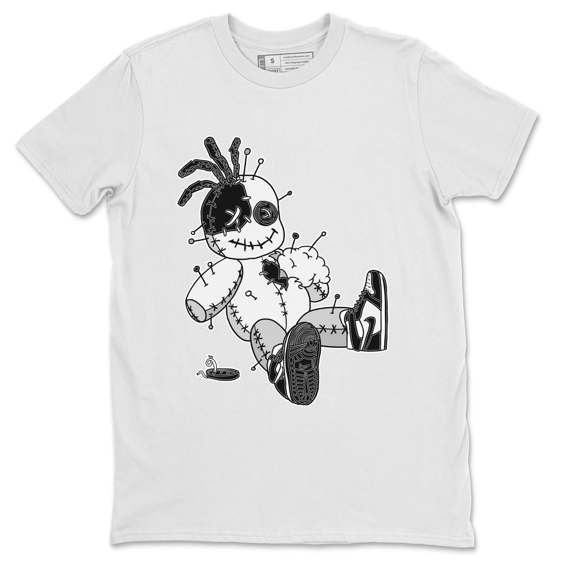 Jordan 1 Black White Sneaker Match Tees Voodoo Doll Sneaker Tees Jordan 1 Black White Sneaker Release Tees Unisex Shirts