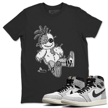 Jordan 1 White Cement unique Halloween sneaker tee Voodoo Doll Sneaker Tees Jordan 1 White Cement Sneaker Release Tees Unisex Shirts
