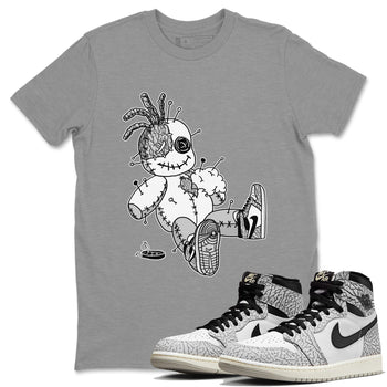 Jordan 1 White Cement unique Halloween sneaker tee Voodoo Doll Sneaker Tees Jordan 1 White Cement Sneaker Release Tees Unisex Shirts