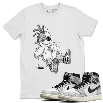 Jordan 1 White Cement unique Halloween sneaker tee Voodoo Doll Sneaker Tees Jordan 1 White Cement Sneaker Release Tees Unisex Shirts