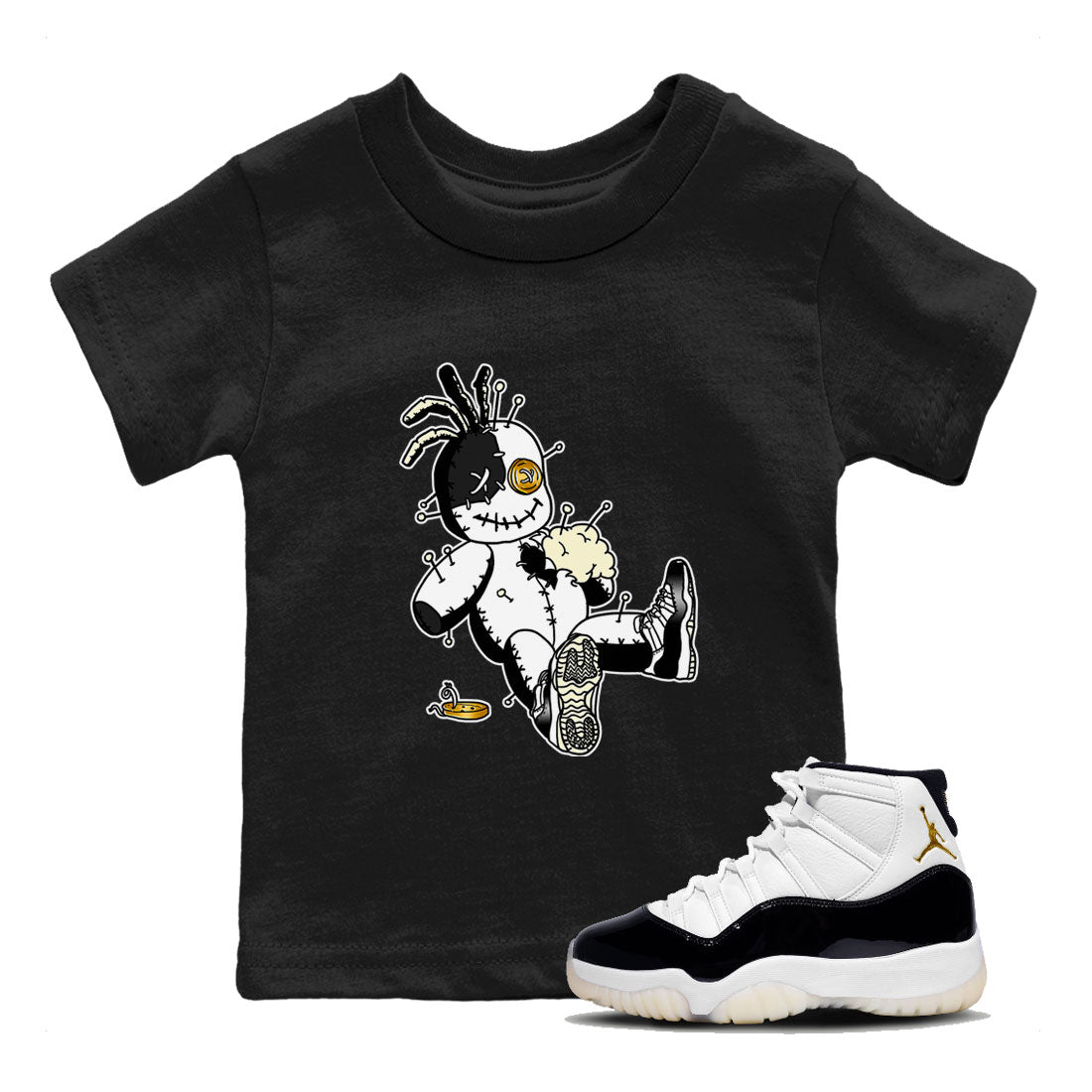 Air Jordan 11 Gratitude shirt to match jordans Voodoo Doll sneaker tees Jordan 11 Retro Gratitude SNRT Sneaker Tees Sneaker Matching Cotton Shirt baby toddler Black 1 cotton Shirt