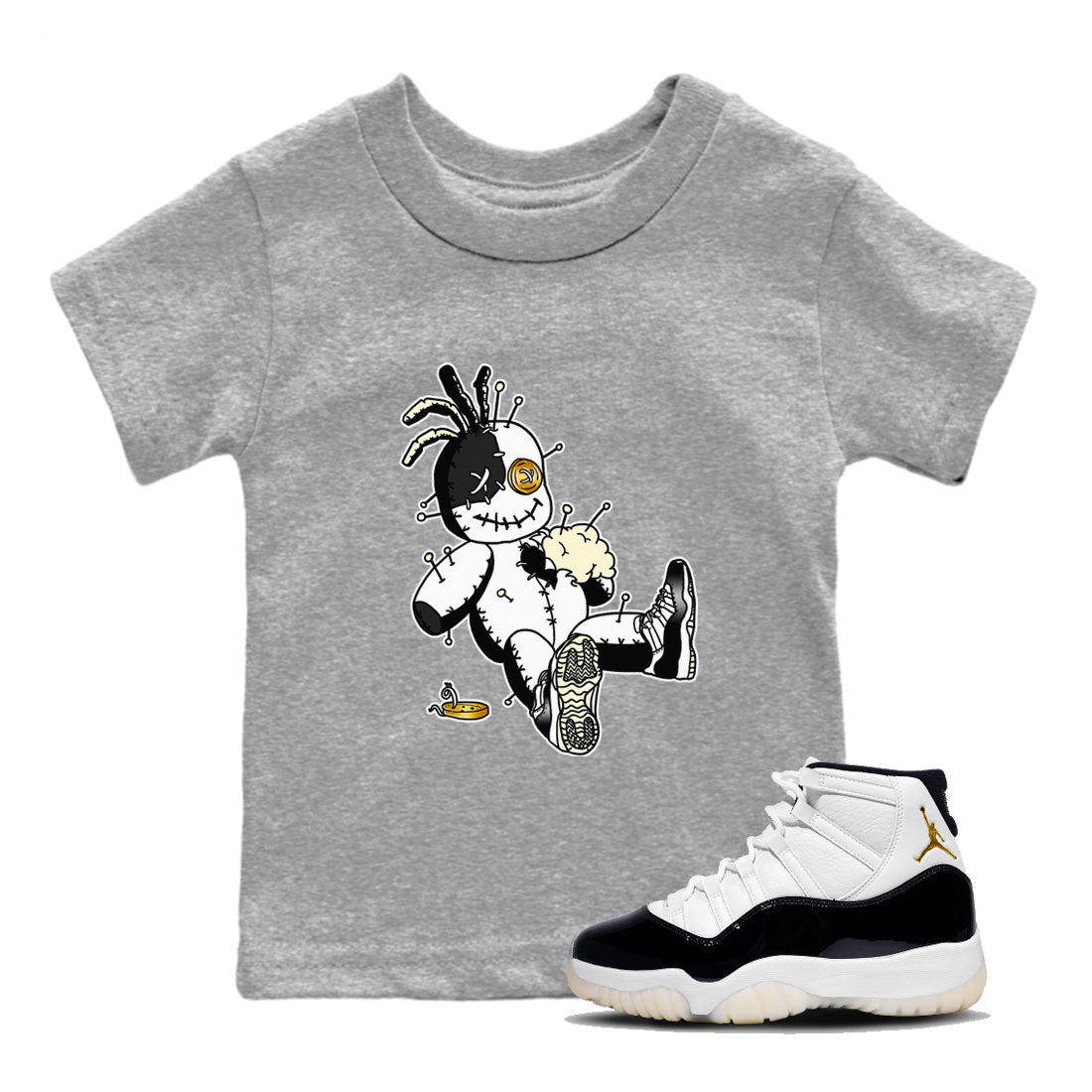 Air Jordan 11 Gratitude shirt to match jordans Voodoo Doll sneaker tees Jordan 11 Retro Gratitude SNRT Sneaker Tees Sneaker Matching Cotton Shirt baby toddler Heather Grey 1 cotton Shirt