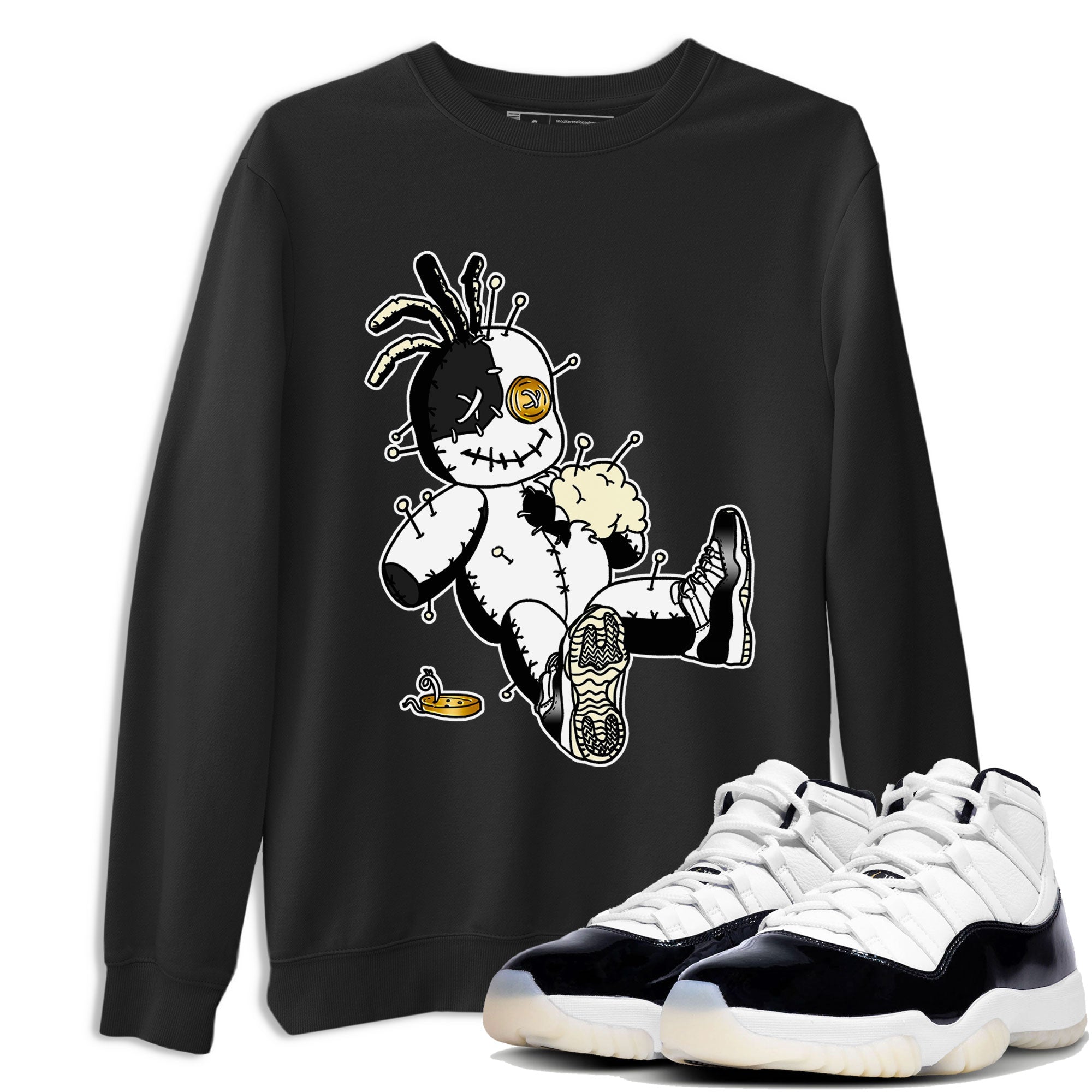 Air Jordan 11 Gratitude shirt to match jordans Voodoo Doll sneaker tees Jordan 11 Retro Gratitude SNRT Sneaker Tees Sneaker Matching Cotton Shirt unisex cotton Black 1 crew neck shirt