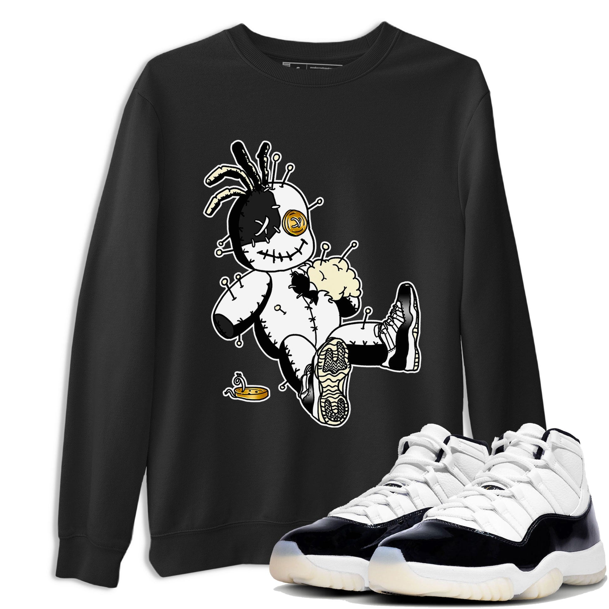 Air Jordan 11 Gratitude shirt to match jordans Voodoo Doll sneaker tees Jordan 11 Retro Gratitude SNRT Sneaker Tees Sneaker Matching Cotton Shirt unisex cotton Black 1 crew neck shirt
