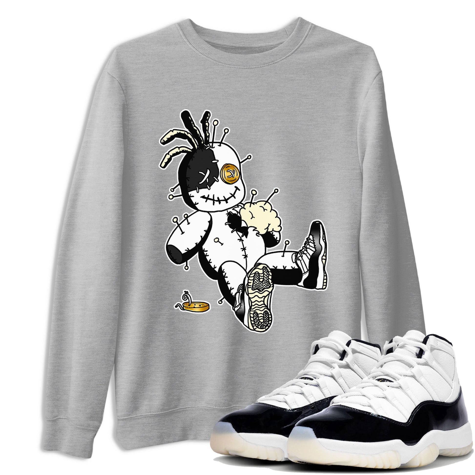 Air Jordan 11 Gratitude shirt to match jordans Voodoo Doll sneaker tees Jordan 11 Retro Gratitude SNRT Sneaker Tees Sneaker Matching Cotton Shirt unisex cotton Heather Grey 1 crew neck shirt