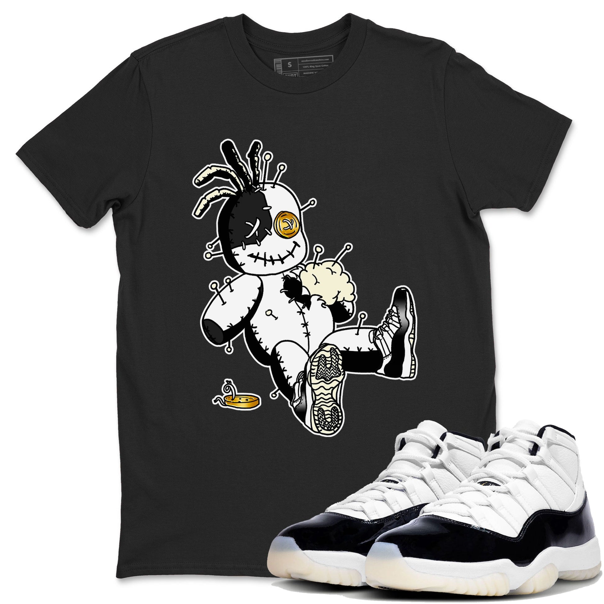 Air Jordan 11 Gratitude shirt to match jordans Voodoo Doll sneaker tees Jordan 11 Retro Gratitude SNRT Sneaker Tees Sneaker Matching Cotton Shirt unisex cotton Black 1 crew neck shirt