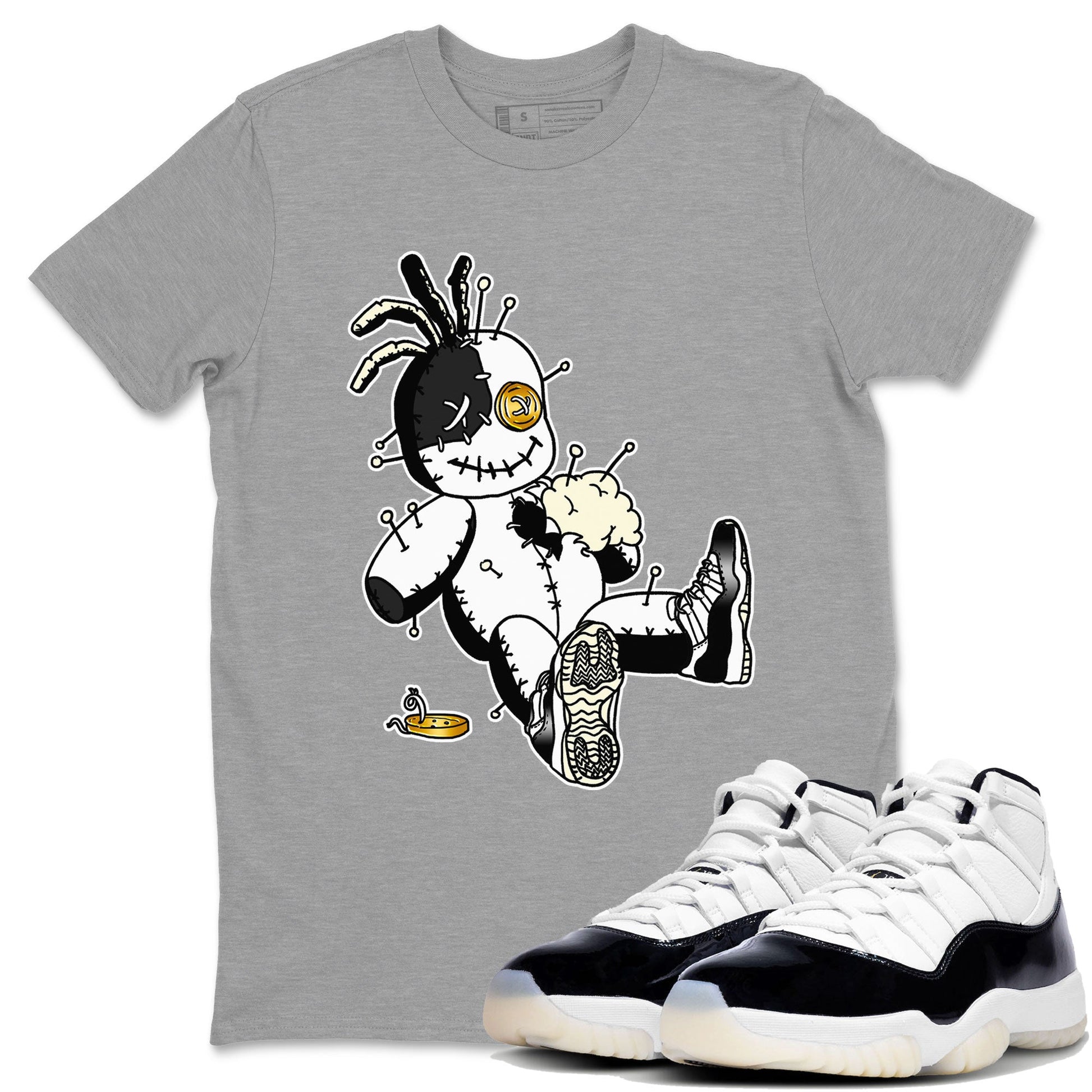 Air Jordan 11 Gratitude shirt to match jordans Voodoo Doll sneaker tees Jordan 11 Retro Gratitude SNRT Sneaker Tees Sneaker Matching Cotton Shirt unisex cotton Heather Grey 1 crew neck shirt