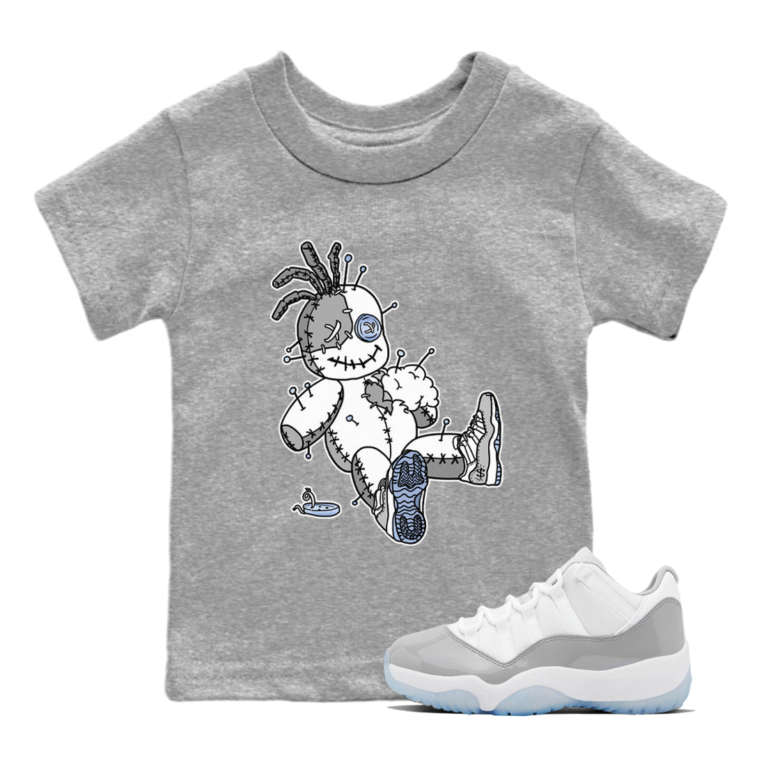 Air Jordan 11 White Cement Voodoo Doll Baby and Kids Sneaker Tees Jordan 11 Retro White Cement Kids Sneaker Tees Size Chart
