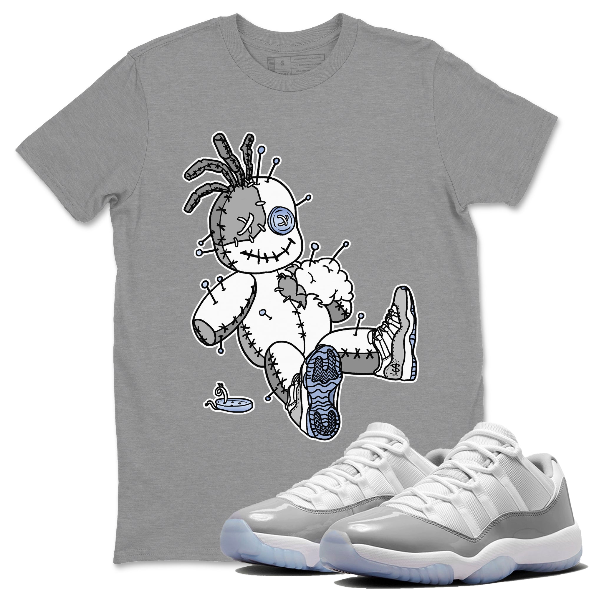 Air Jordan 11 White Cement Voodoo Doll Crew Neck Sneaker Tees Jordan 11 Retro White Cement Sneaker T-Shirts Size Chart
