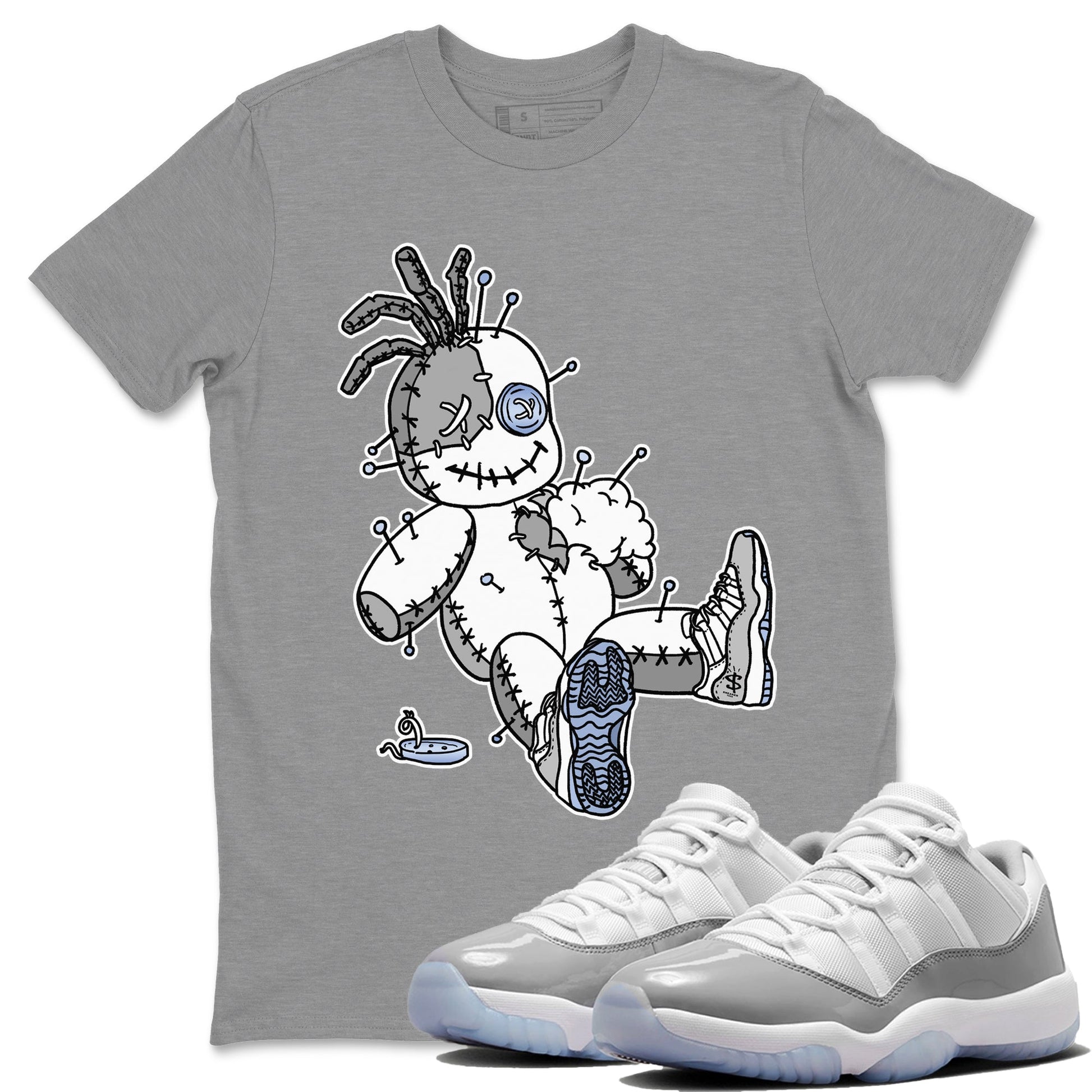 Air Jordan 11 White Cement Voodoo Doll Crew Neck Sneaker Tees Jordan 11 Retro White Cement Sneaker T-Shirts Size Chart