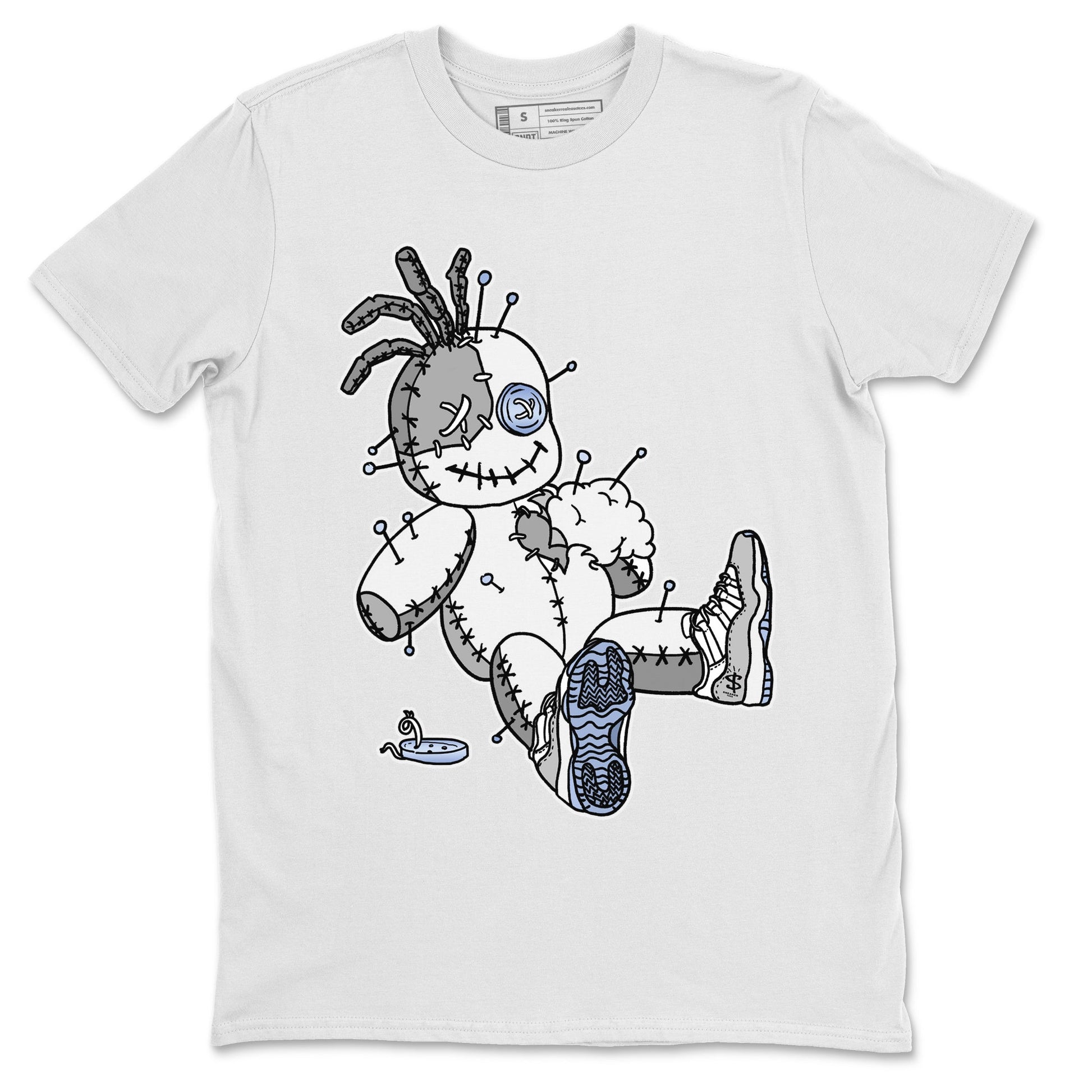 Air Jordan 11 White Cement unique Halloween sneaker tee Voodoo Doll Sneaker Tees Jordan 11 Retro White Cement Sneaker Release Tees Unisex Shirts White 2