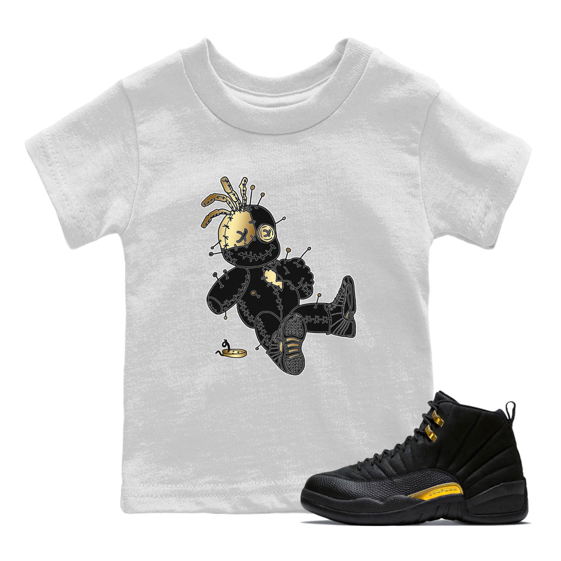 Jordan 12 Black Taxi Sneaker Match Tees Voodoo Doll Sneaker Tees Jordan 12 Black Taxi Sneaker Release Tees Kids Shirts