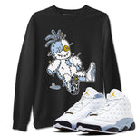 13s Blue Grey shirt to match jordans Voodoo Doll sneaker tees Air Jordan 13 Retro Blue Grey SNRT Sneaker Release Tees unisex cotton Black 1 crew neck shirt