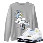 13s Blue Grey shirt to match jordans Voodoo Doll sneaker tees Air Jordan 13 Retro Blue Grey SNRT Sneaker Release Tees unisex cotton Heather Grey 1 crew neck shirt