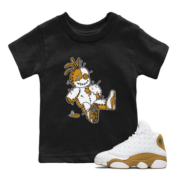 Jordan Retro 13 Wheat Sneaker Matching Tee Voodoo Doll Sneaker Tees 13 Wheat Sneaker T-Shirt Kids Shirts Black 1