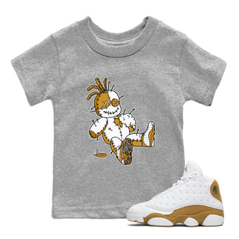 Jordan Retro 13 Wheat Sneaker Matching Tee Voodoo Doll Sneaker Tees 13 Wheat Sneaker T-Shirt Kids Shirts Heather Grey 1