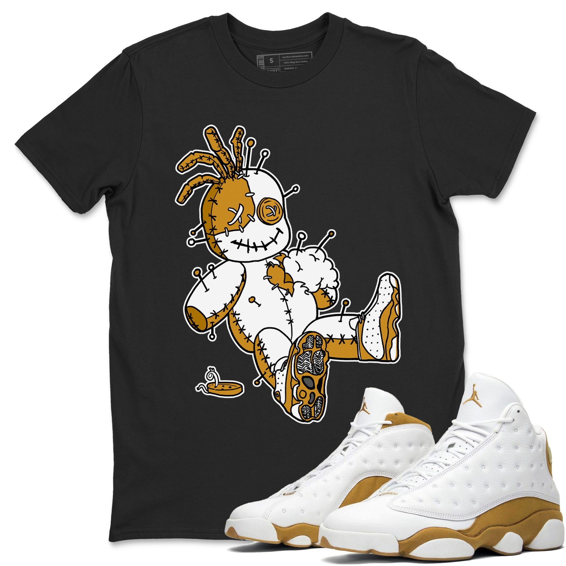 Jordan Retro 13 Wheat Sneaker Matching Tee Voodoo Doll Sneaker Tees 13 Wheat Sneaker T-Shirt Unisex Shirts Black 1