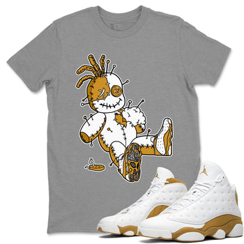 Jordan Retro 13 Wheat Sneaker Matching Tee Voodoo Doll Sneaker Tees 13 Wheat Sneaker T-Shirt Unisex Shirts Heather Grey 1