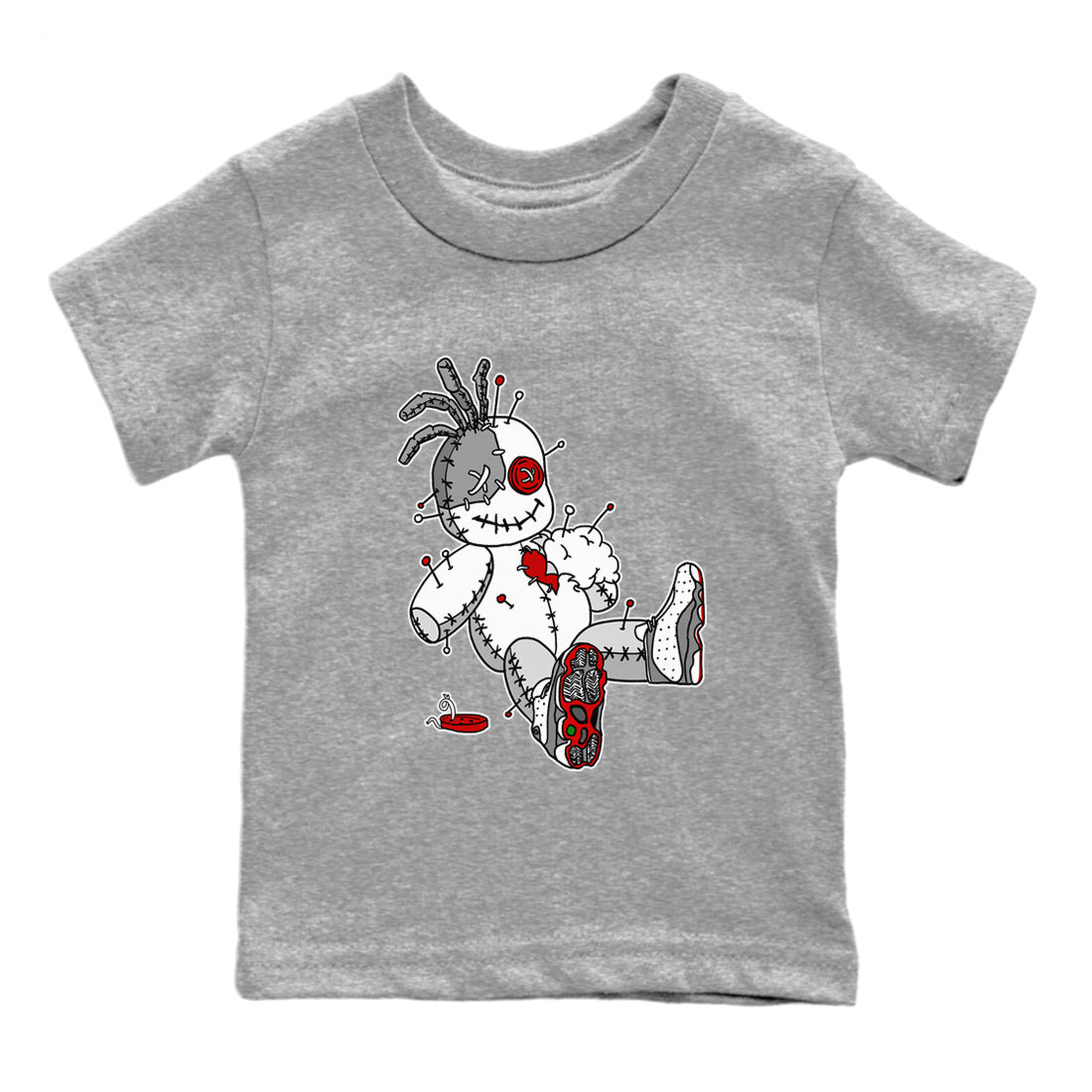 Air Jordan 13 Wolf Grey unique Halloween sneaker tee Voodoo Doll Sneaker Tees Air Jordan 13 Retro Wolf Grey T-Shirt Kids Shirts Heather Grey 2