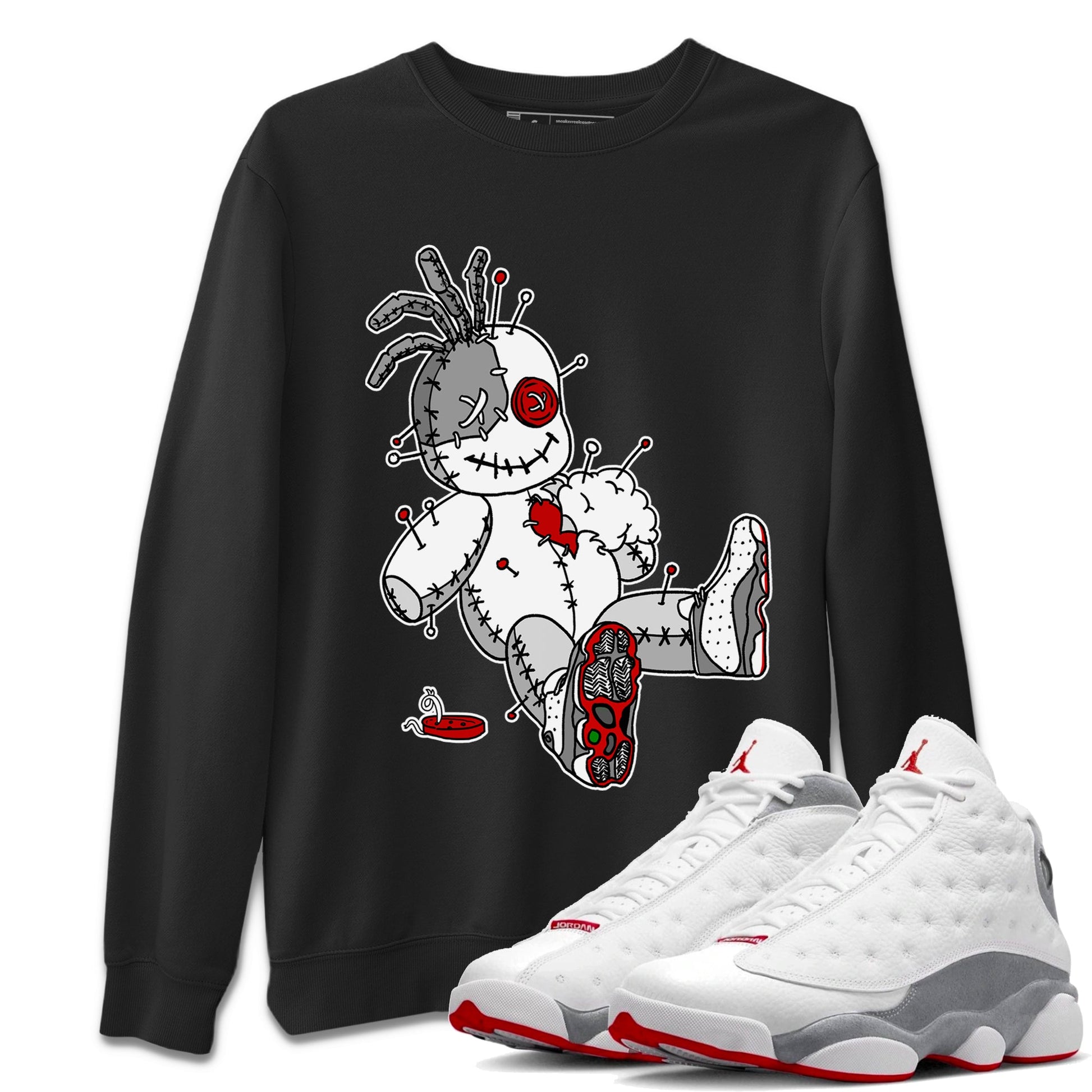 Air Jordan 13 Wolf Grey unique Halloween sneaker tee Voodoo Doll Sneaker Tees Air Jordan 13 Retro Wolf Grey T-Shirt Unisex Shirts Black 1
